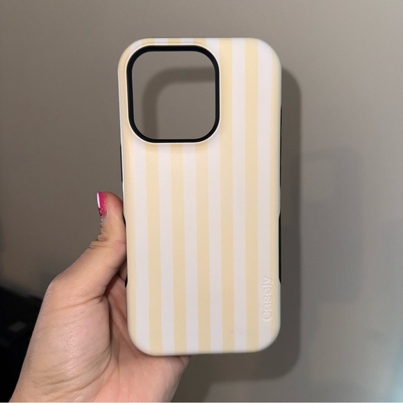 Casely iPhone 16Pro Butter Yellow Stripes Phone Case Sunday Best. - Picture 3 of 5